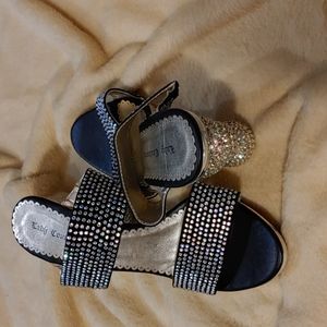 Black and silver crystal studded unique shoes